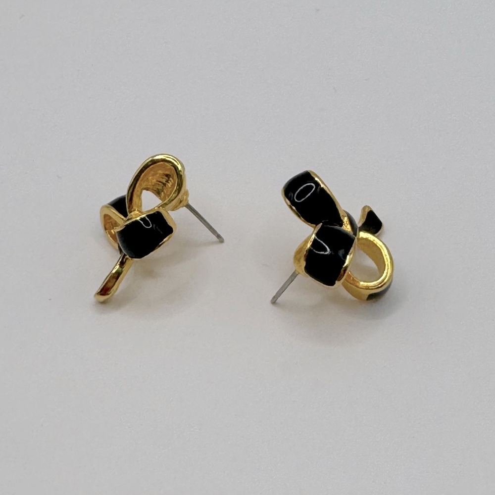 VINTAGE Enamel Bow Earrings - Picture 8 of 11